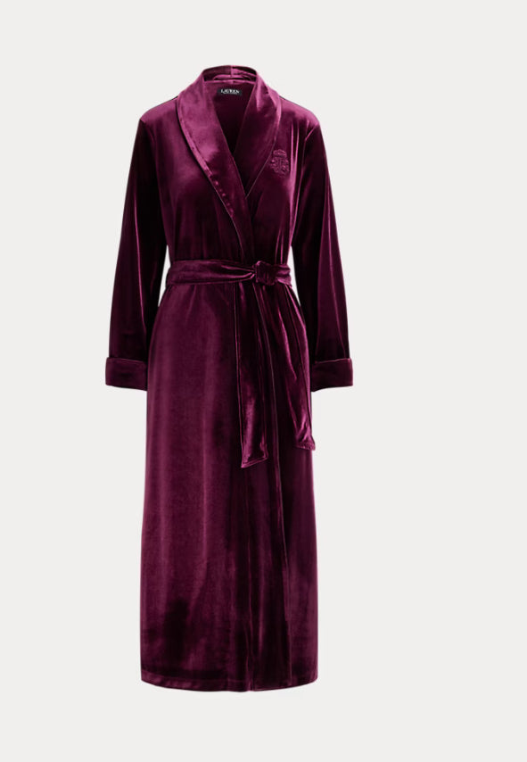 Ralph Lauren Women’s Velvet Long Shawl-Collar Robe