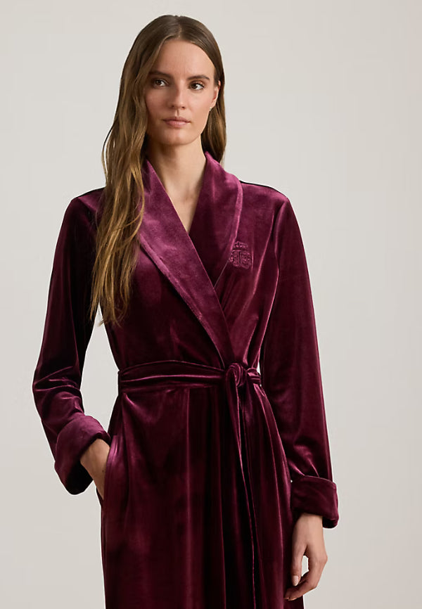 Ralph Lauren Women’s Velvet Long Shawl-Collar Robe