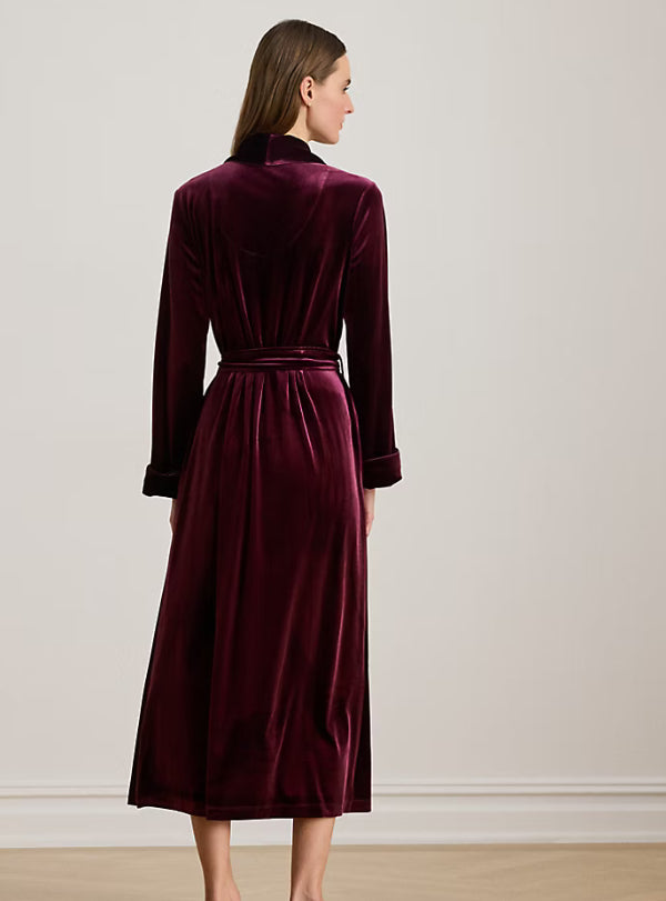 Ralph Lauren Women’s Velvet Long Shawl-Collar Robe