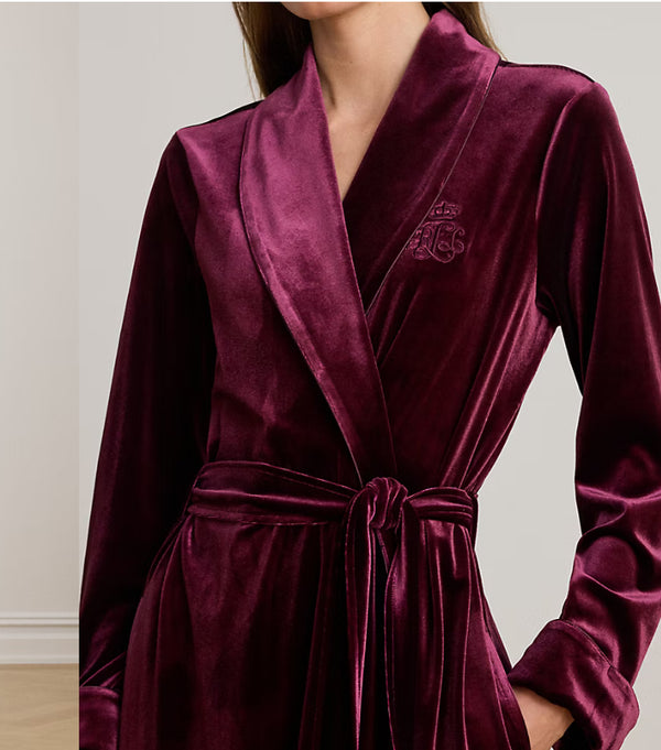 Ralph Lauren Women’s Velvet Long Shawl-Collar Robe