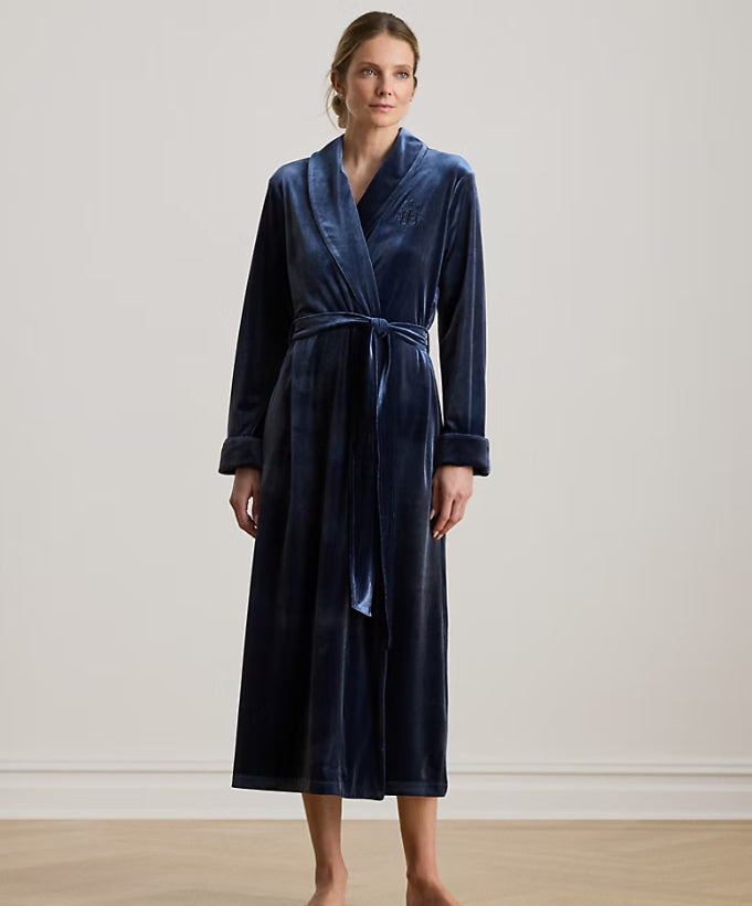 Ralph Lauren Women’s Velvet Long Shawl-Collar Robe