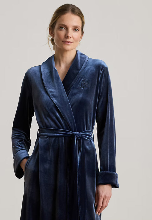 Ralph Lauren Women’s Velvet Long Shawl-Collar Robe
