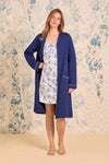 Eileen West Classic Navy Cotton Diamond-Quilt Zip Robe