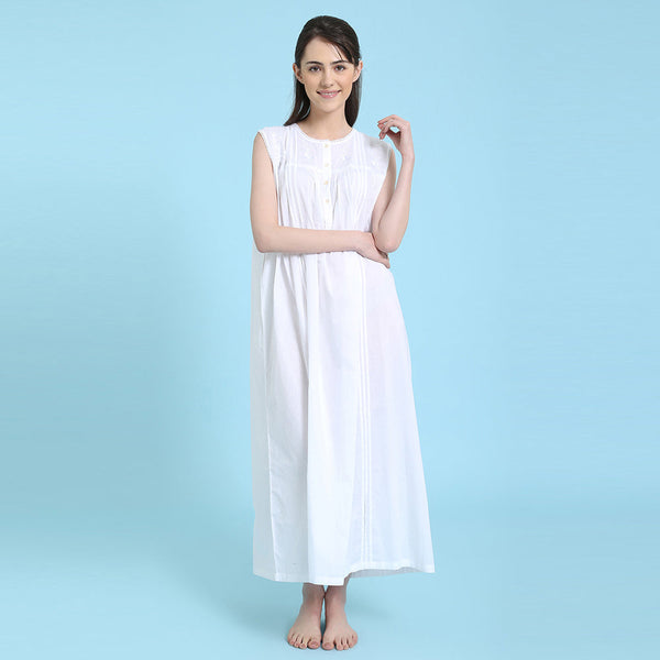 Laura Woven Cotton Sleeveless Gown