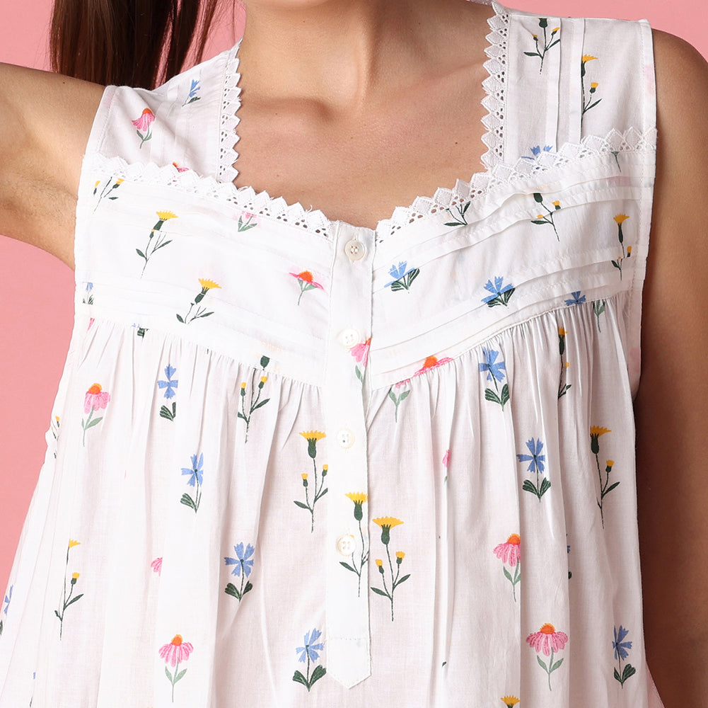 Mahogany 100% Cotton Short Sleeveless Nightgown - June