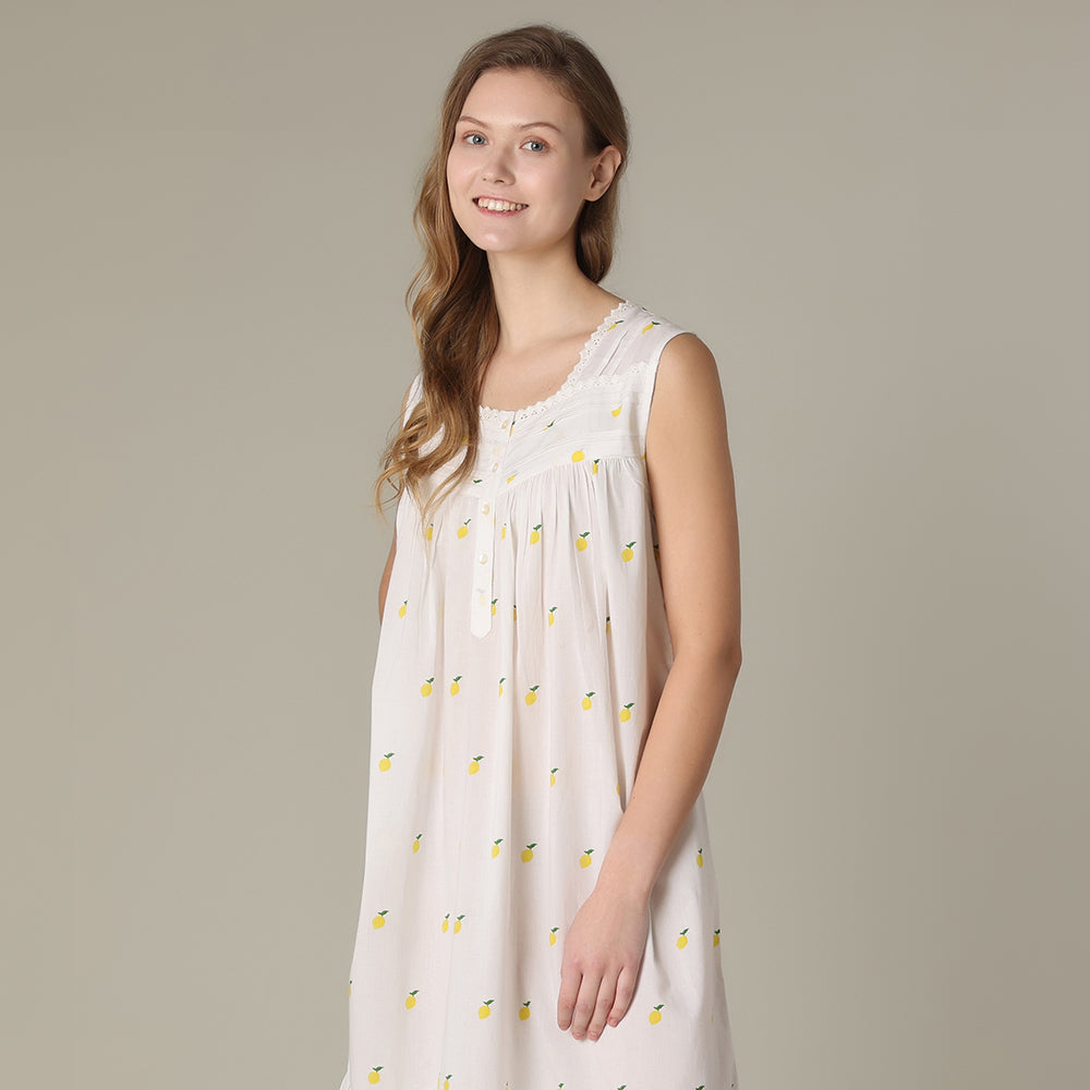 Mahogany 100% Cotton Sleeveless Nightgown - Lemons
