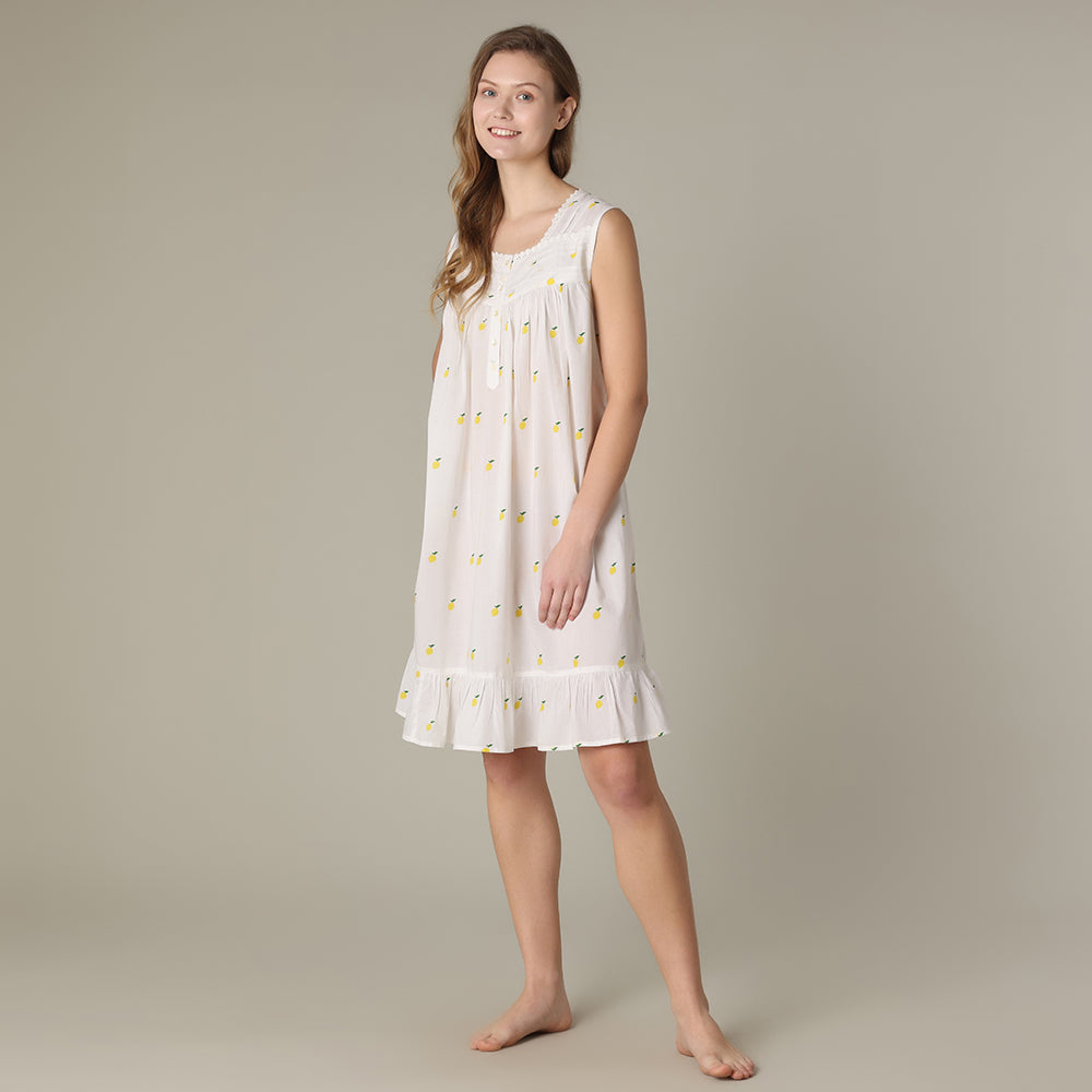 Mahogany 100% Cotton Sleeveless Nightgown - Lemons