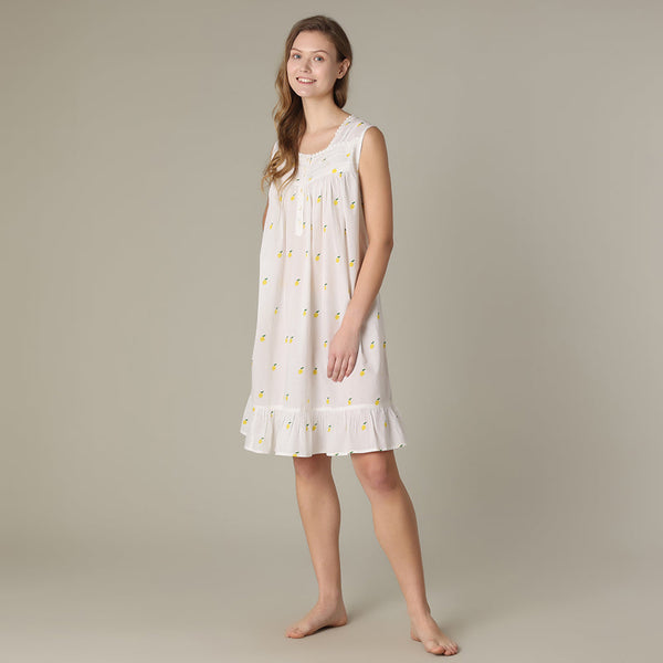 Mahogany 100% Cotton Sleeveless Nightgown - Lemons