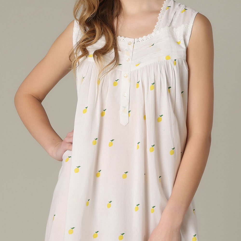 Mahogany 100% Cotton Sleeveless Nightgown - Lemons