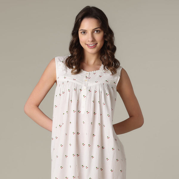 Mahogany 100% Cotton Short Sleeveless Nightgown - Cherie