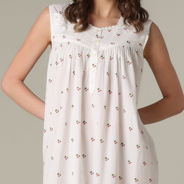 Mahogany 100% Cotton Short Sleeveless Nightgown - Cherie
