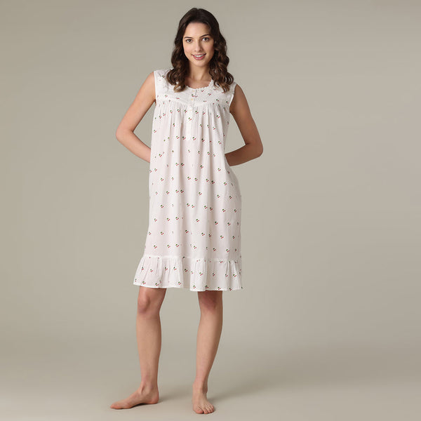 Mahogany 100% Cotton Short Sleeveless Nightgown - Cherie
