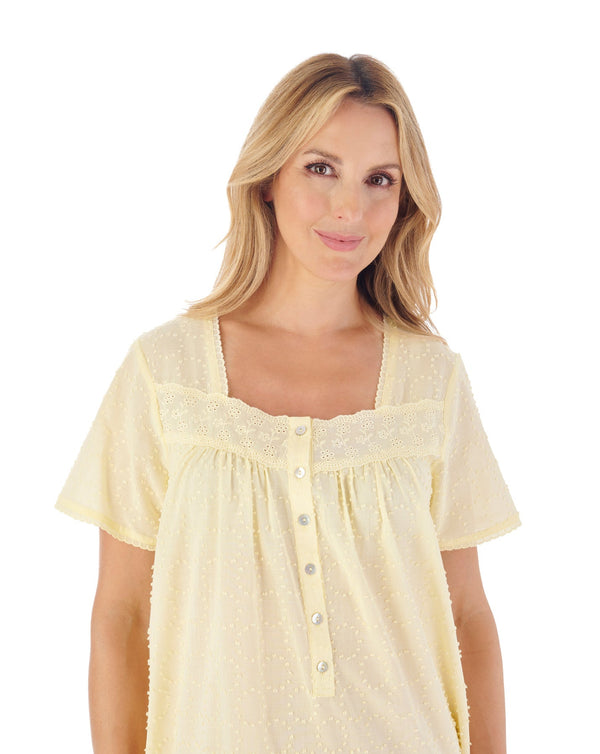 Dobby Dot Woven Cotton Cap Sleeve Nightgown
