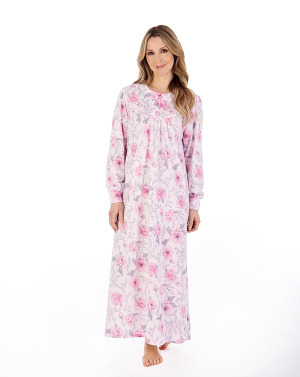 50" Long Sleeve Cotton Jersey Nightdress