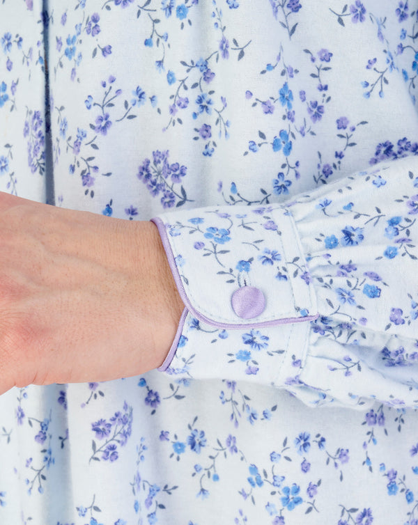 Floral Printed Luxury Cotton Flannel 51" Nightdress