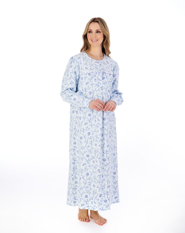 Floral Printed Luxury Cotton Flannel 51" Nightdress