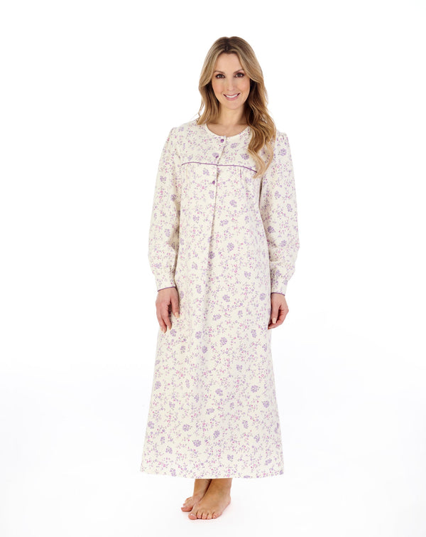 Floral Printed Luxury Cotton Flannel 51" Nightdress