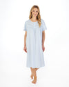 42" Lavender Embroidered Short Sleeve Lawn Cotton Nightdress