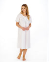 42" Lavender Embroidered Short Sleeve Lawn Cotton Nightdress