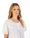 42" Lavender Embroidered Short Sleeve Lawn Cotton Nightdress