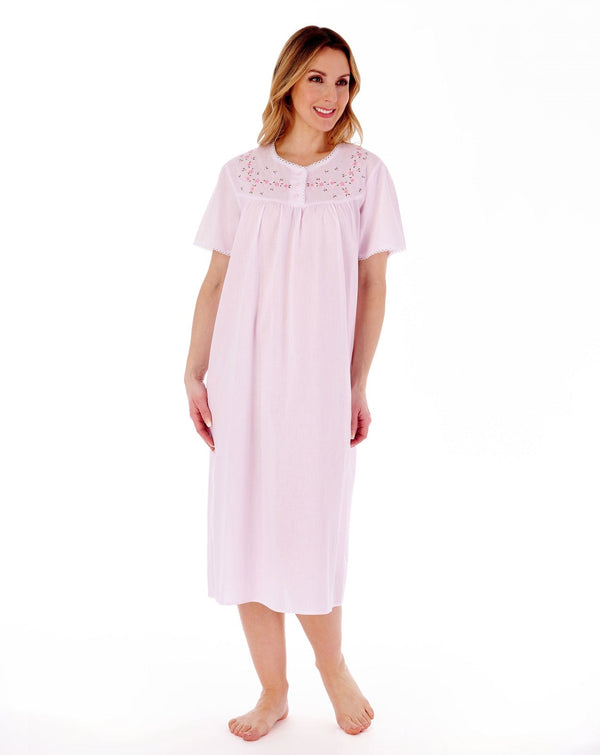 Slenderella Embroidered Yoke 45" Cotton Woven Nightdress