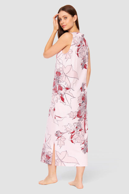 Rosch Modern Bloom Cotton Sleeveless Nightgown Lounger