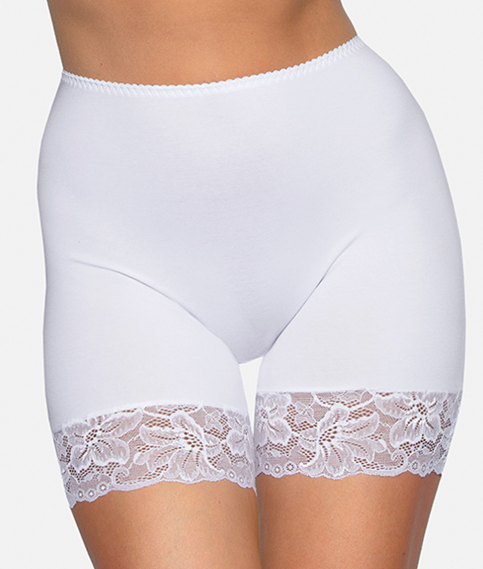 Lace Trimmed Cotton Briefs With Legs