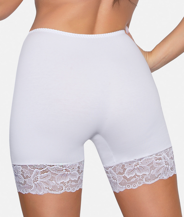 Lace Trimmed Cotton Briefs With Legs