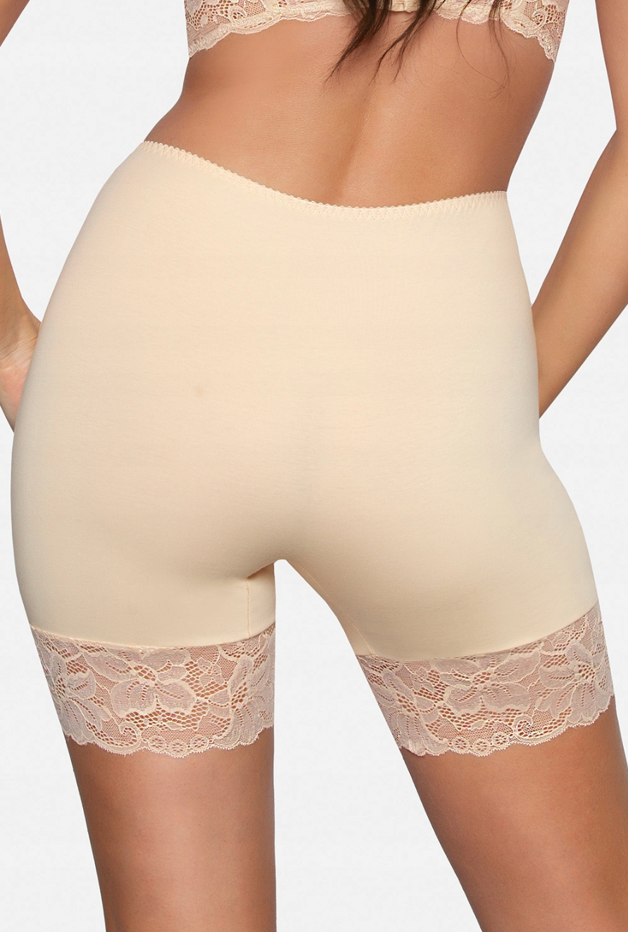 Lace Trimmed Cotton Briefs With Legs