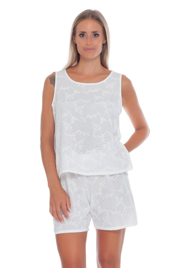 B & B Italia Eyelet Cotton Shorts Set