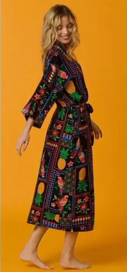 Room Service Erica Maxi Woven Kimono Robe in  Tropical Fiesta