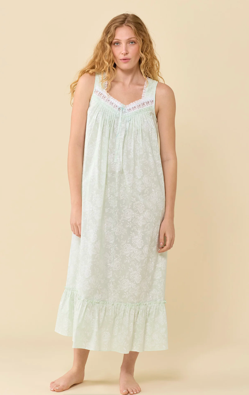 Eileen West Lawn Cotton Long Nightgown - Sage Briar Nightgown