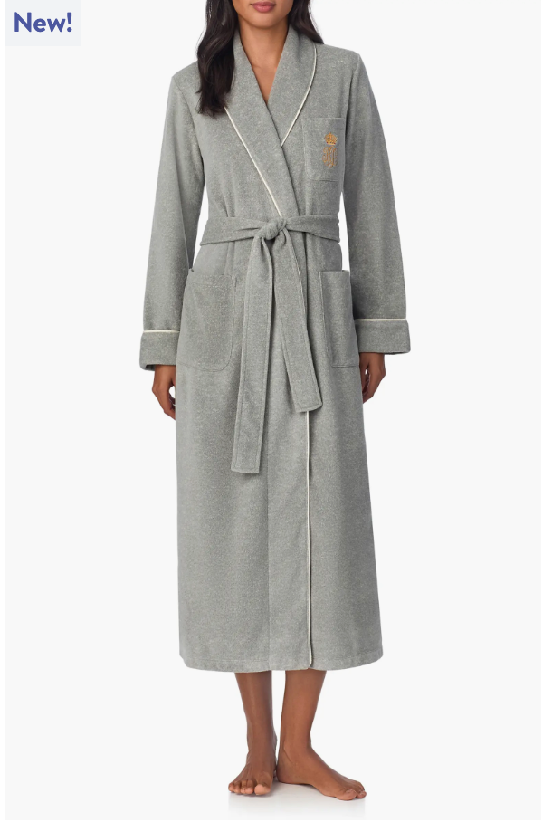 Lauren Ralph Lauren Embroidered Crest Polar Fleece Wrap Robe