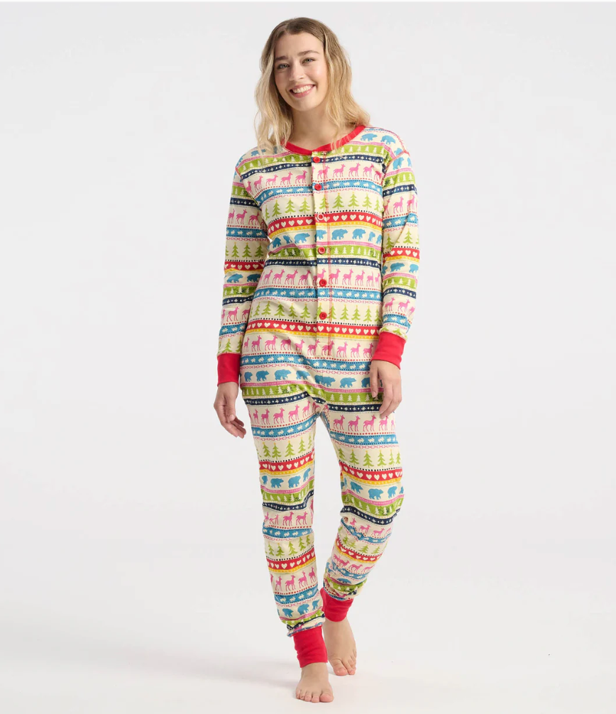 Little Blue House Unisex Adult Cream Fair Isle Onesie