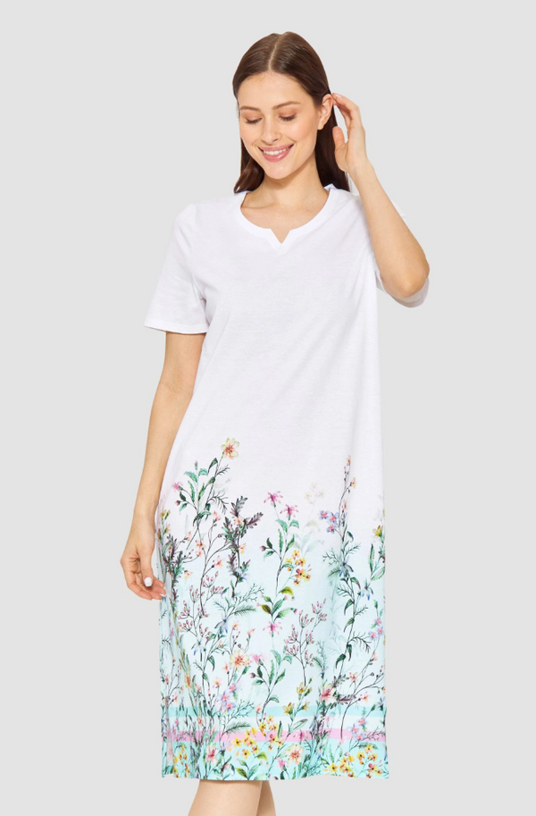 Rosch Cotton Short Sleeve Long Nightgown