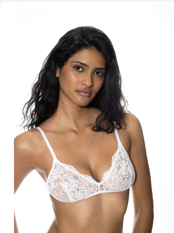 Mey Serie Organic Cotton Blend Triangle Lace Wireless Bralette