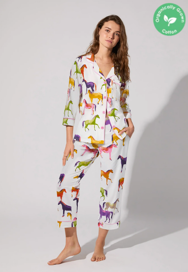 Bedhead  Organic Cotton Cropped Pajamas - Equestrian Prade