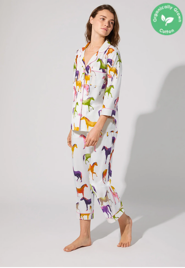 Bedhead  Organic Cotton Cropped Pajamas - Equestrian Prade
