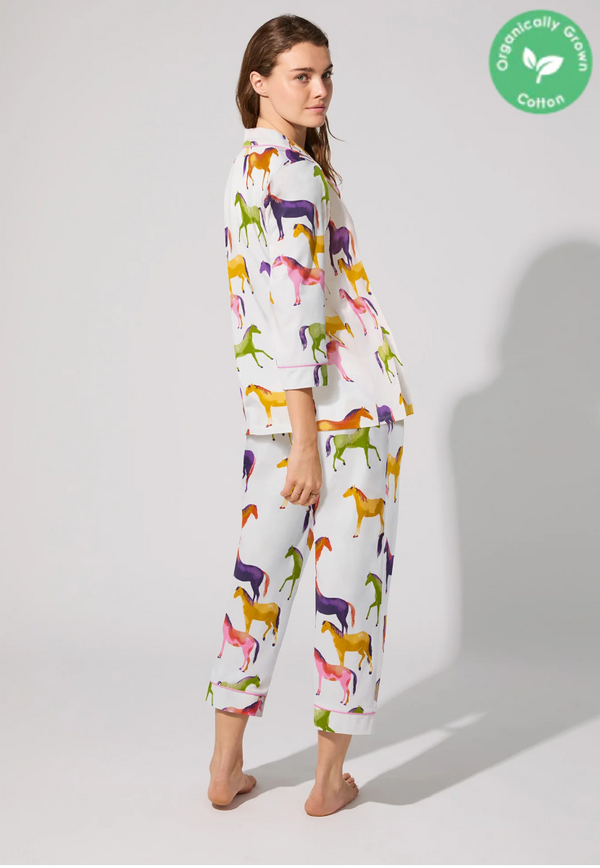 Bedhead  Organic Cotton Cropped Pajamas - Equestrian Prade