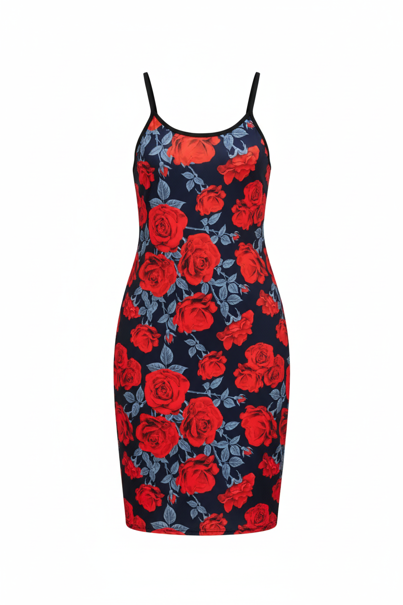 Rose Print Silky Stretch Chemise