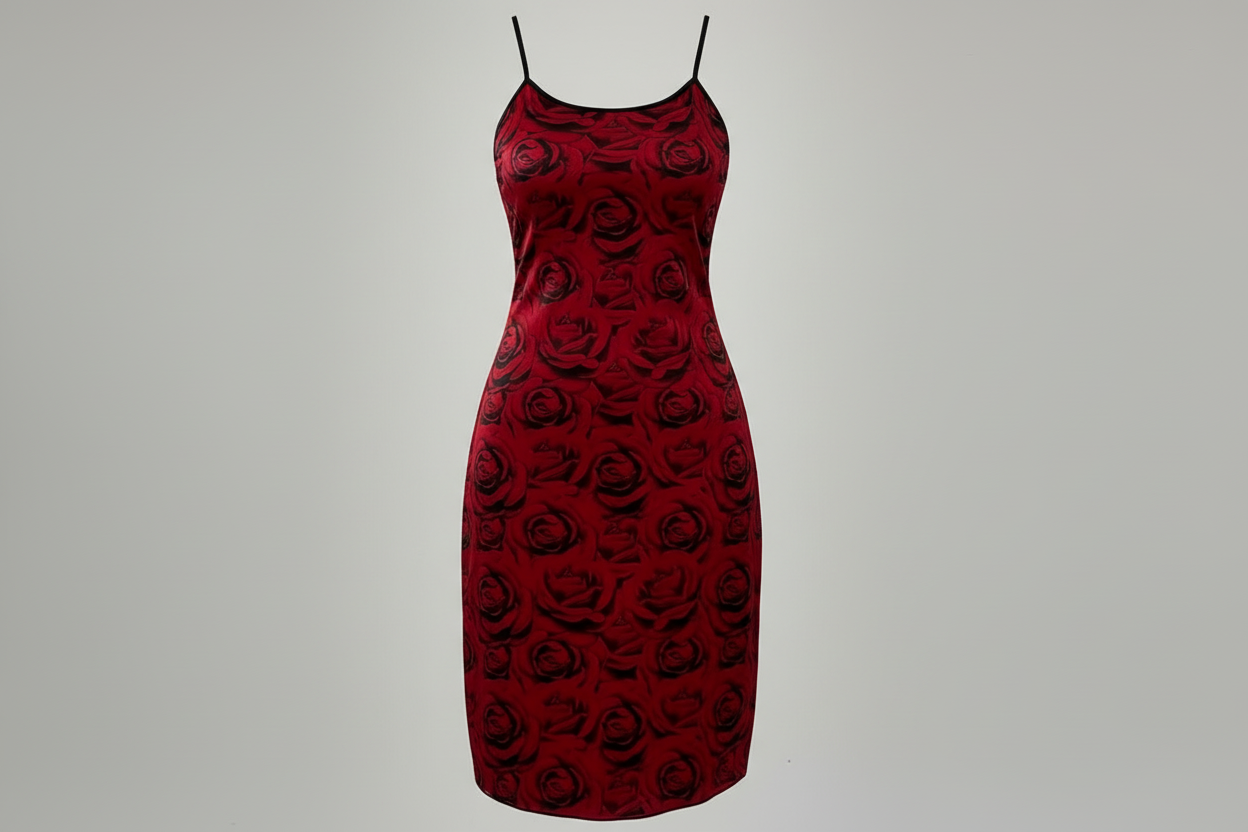 Rose Print Silky Stretch Chemise