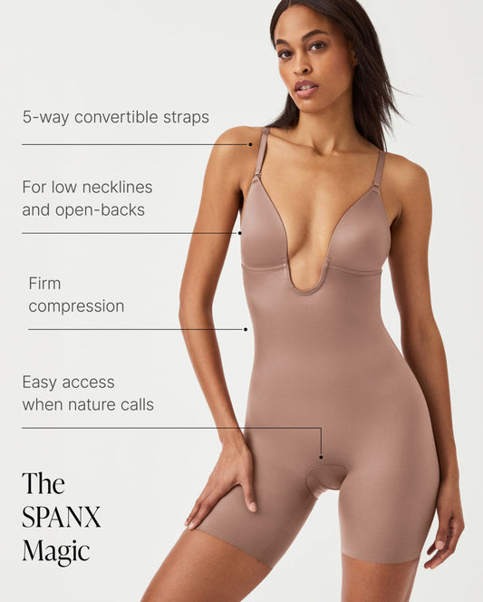 Spanx Suit Your Fancy Plunge Low-back Mid-thigh Bodysuit