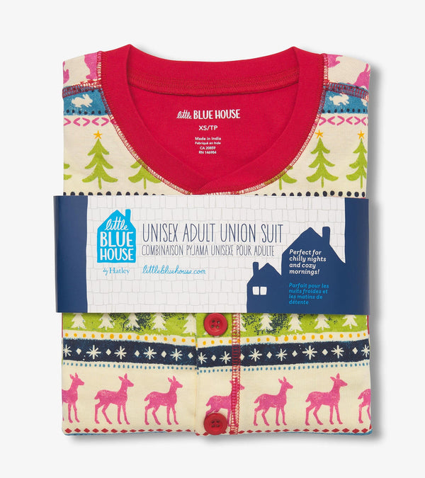 Little Blue House Unisex Adult Cream Fair Isle Onesie