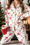 Holiday Treats Print Collared Neck Top and Pants Lounge Set