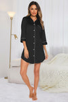 Contrast Piping Nightshirt With Pockets