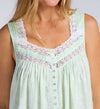 Eileen West Lawn Cotton Short Nightgown - Mint Garden