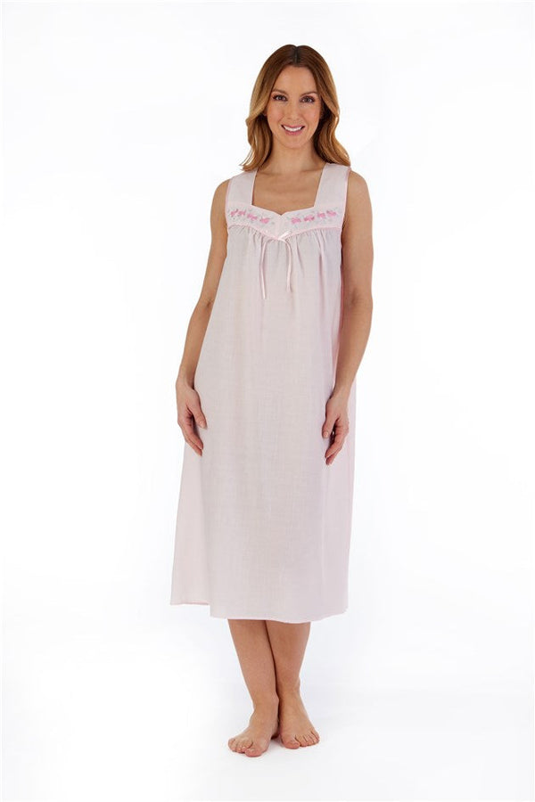 Embroidered Yoke 44"  Woven Nightdress
