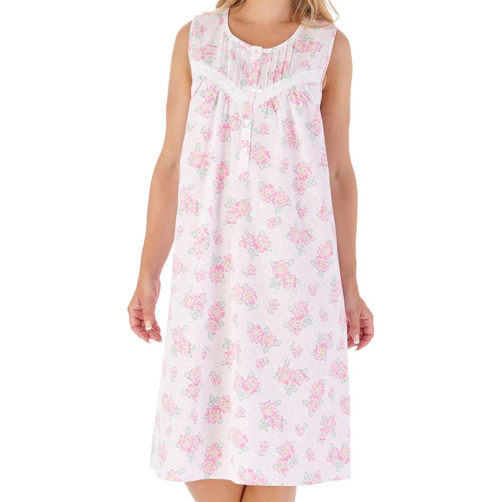 Floral Lawn Cotton Sleeveless Nightgown