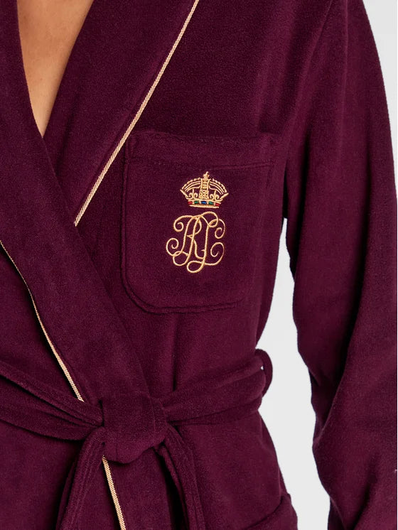 Lauren Ralph Lauren Embroidered Crest Polar Fleece Wrap Robe