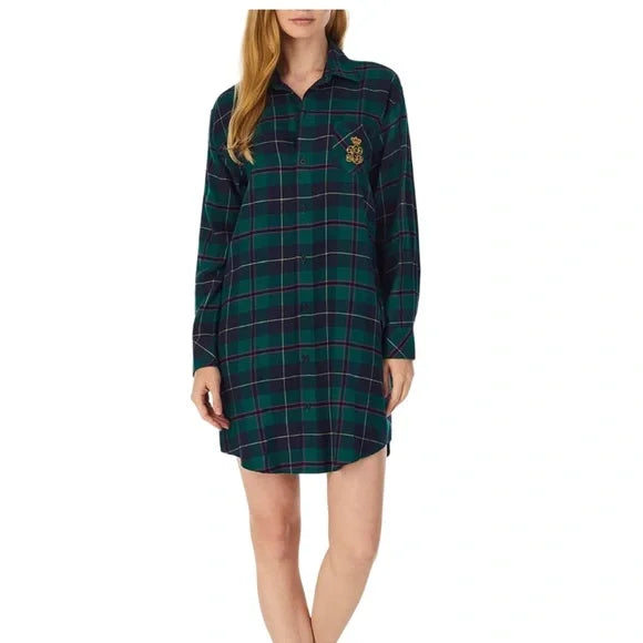 Lauren Ralph Lauren Plaid Flannel Nightshirt